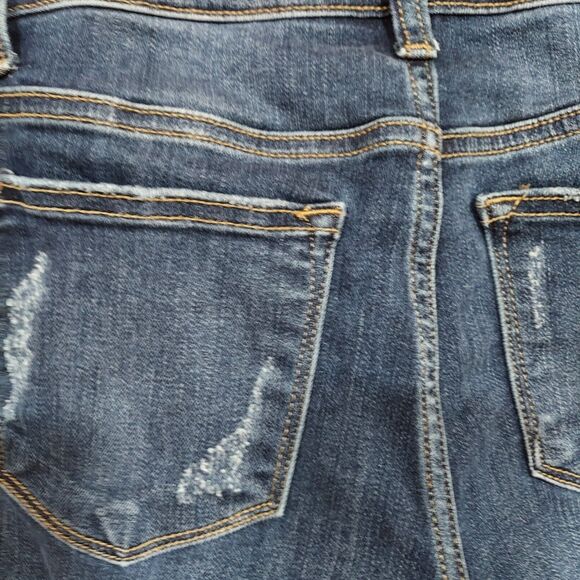 Judy Blue Jeans Womens 1/25 26x25 Skinny Fit Blue Distressed Whiskered Stretch - Picture 8 of 11